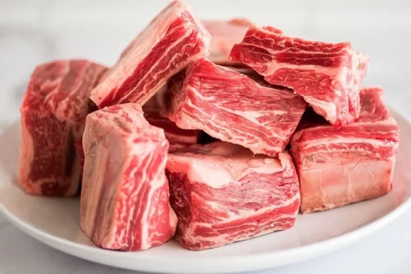 Raw Beef on Marble Counter.