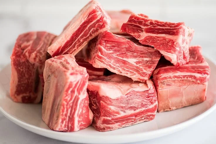 Raw Beef on Marble Counter.